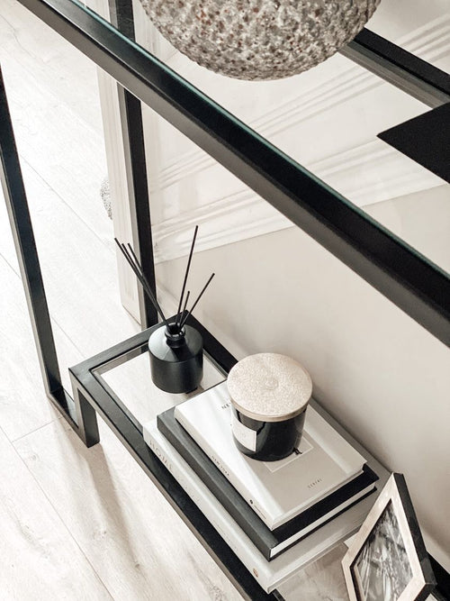 Close up of a Staged Console Table