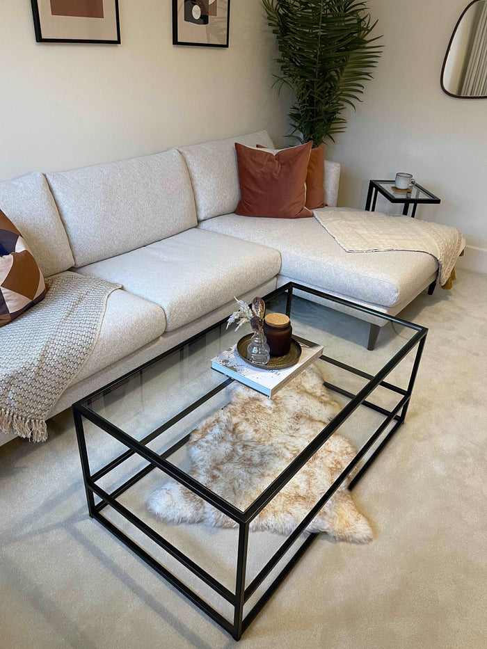 Glass Black Metal Coffee Table