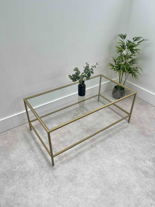 Gold Glass Metal Coffee Table