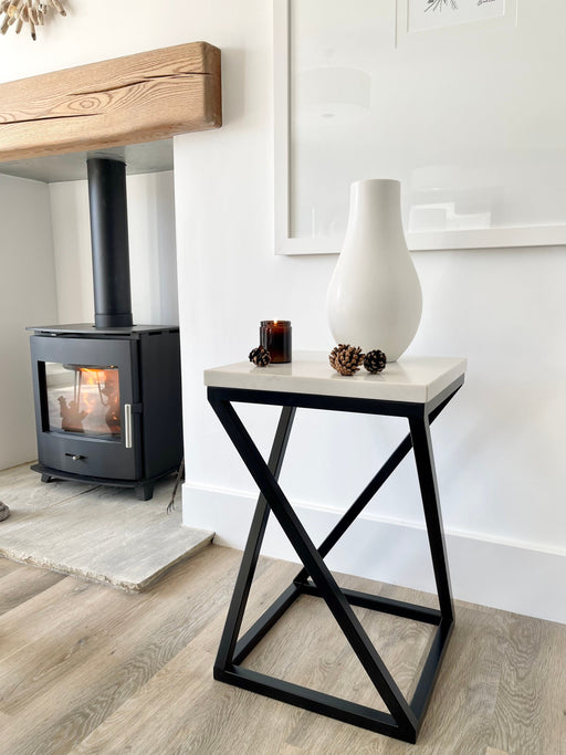 Twisted Marble Top Side End Table