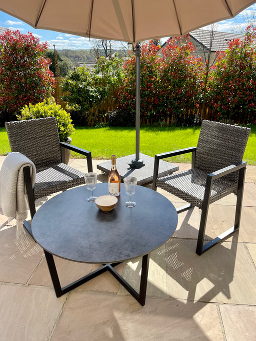 round handmade outdoor table