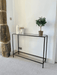 Madison Glass Metal Console Table - Dark Bronze