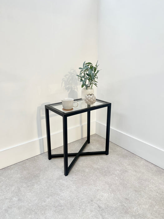 Crossley Glass Metal Side Table - Black