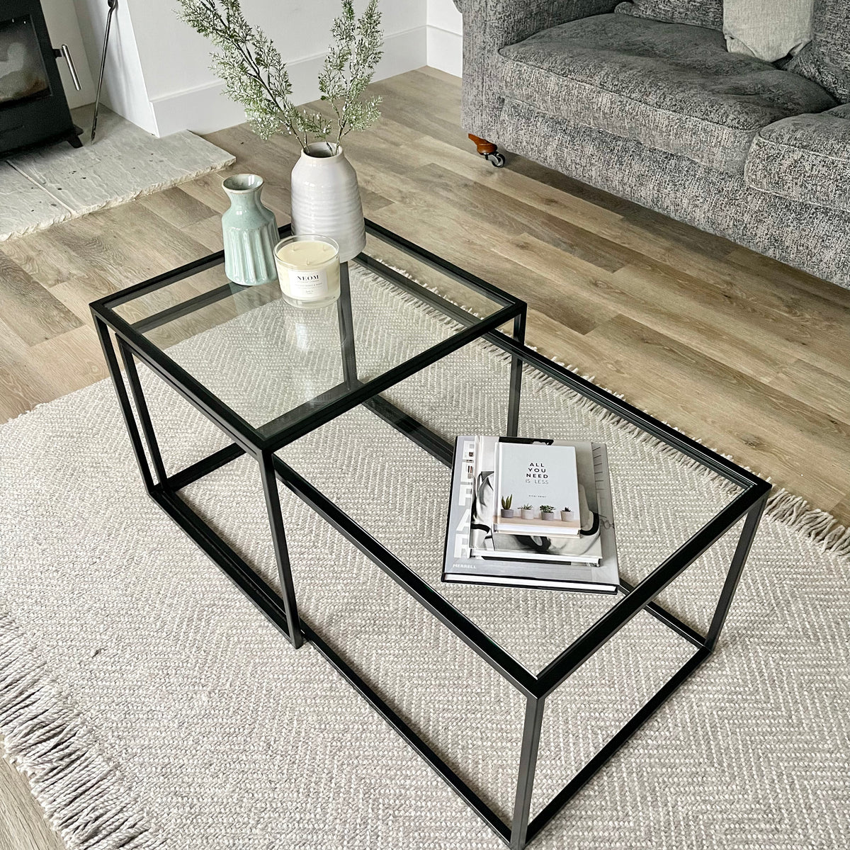 Glass top nesting coffee tables deals
