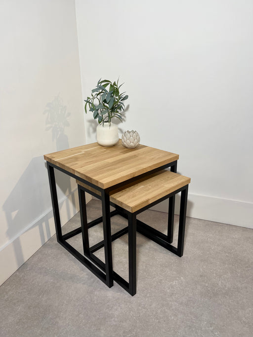 Landon Oak Metal Nesting Tables Rose And Walker