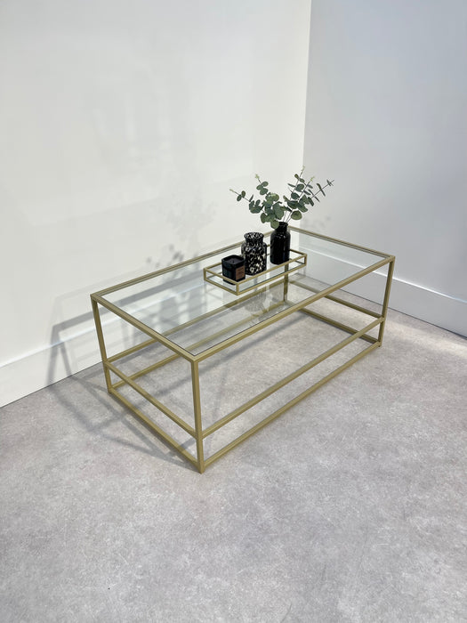 Decorative Tray Metal Glass - Gold