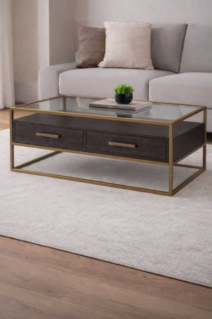 Harrington Coffee Table With Drawers - Ebony