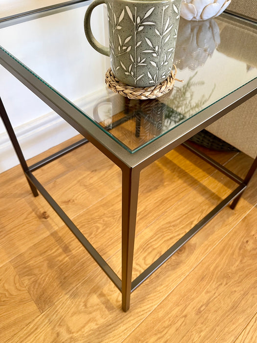 Madison Glass Metal Side Table - Dark Bronze