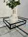Decorative Tray Square Metal Glass - Black