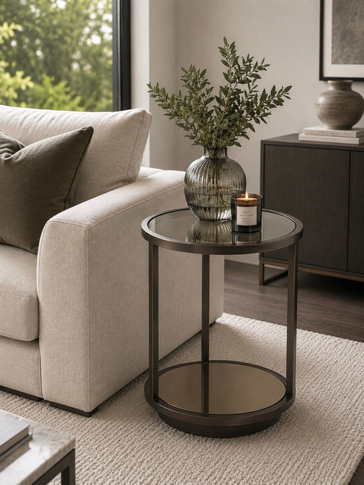 Amara Round Side Table - Dark Bronze