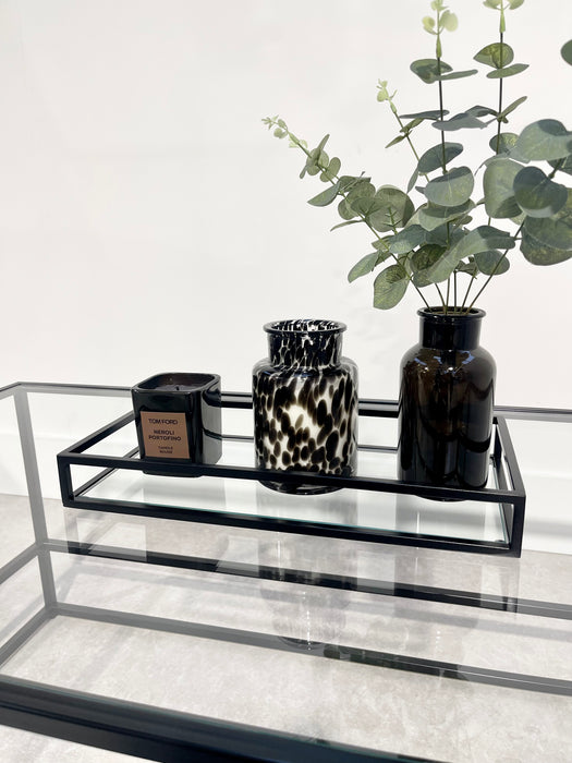 Decorative Tray Metal Glass - Black