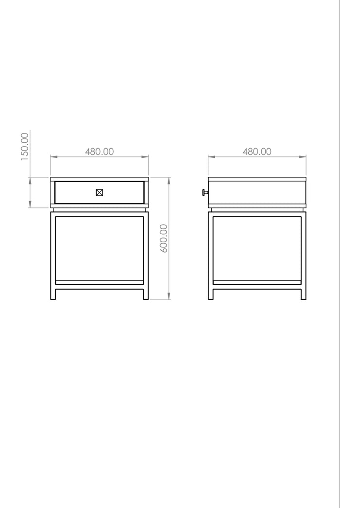 Monroe Bedside Table Drawers - White Gold