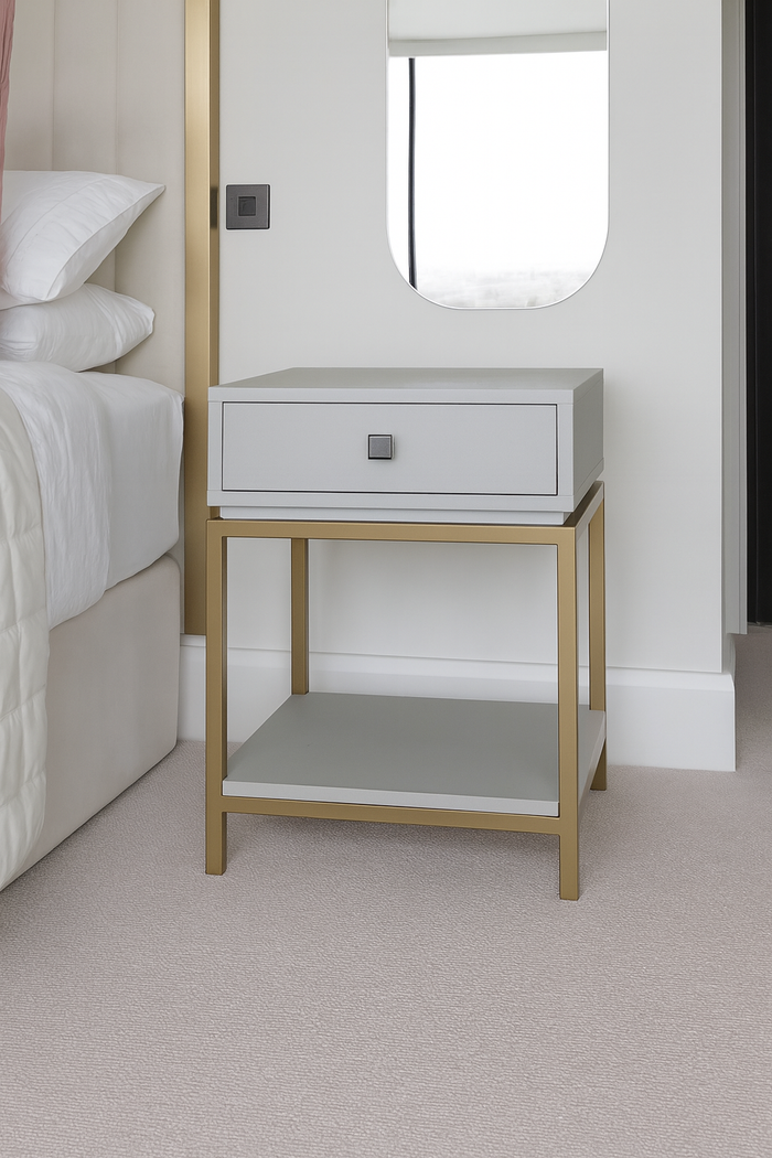 Monroe Bedside Table Drawers - White Gold