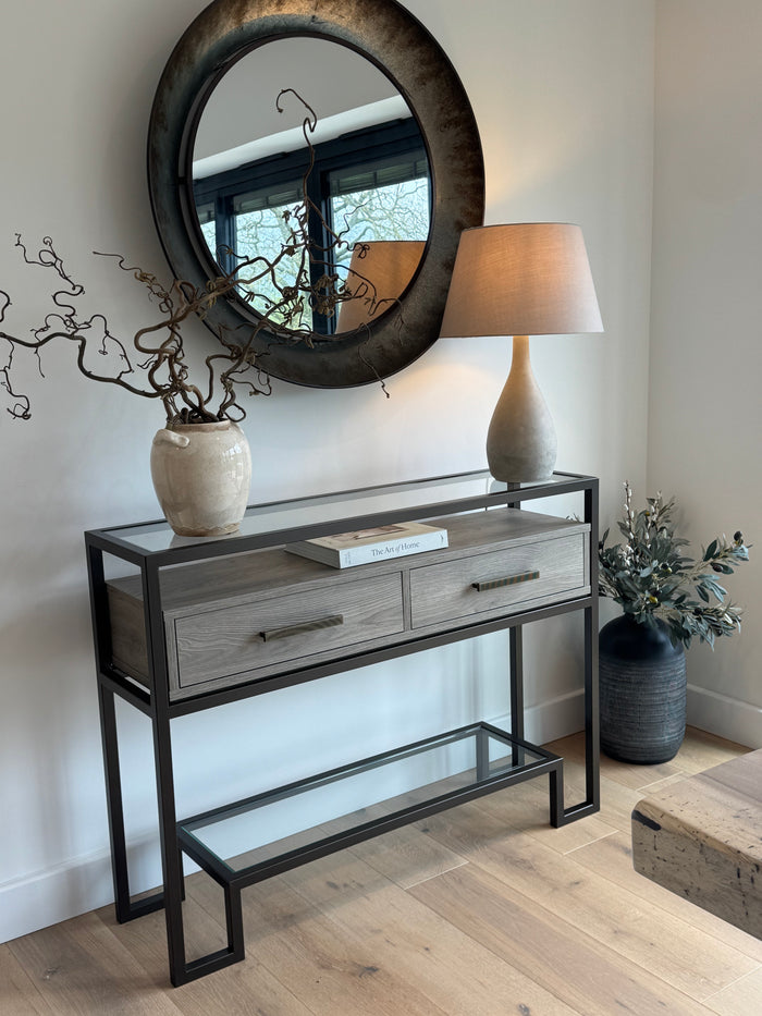 Hudson Console Table With Drawers - Taupe