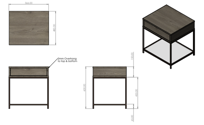 Langley Bedside Table Drawers - Taupe