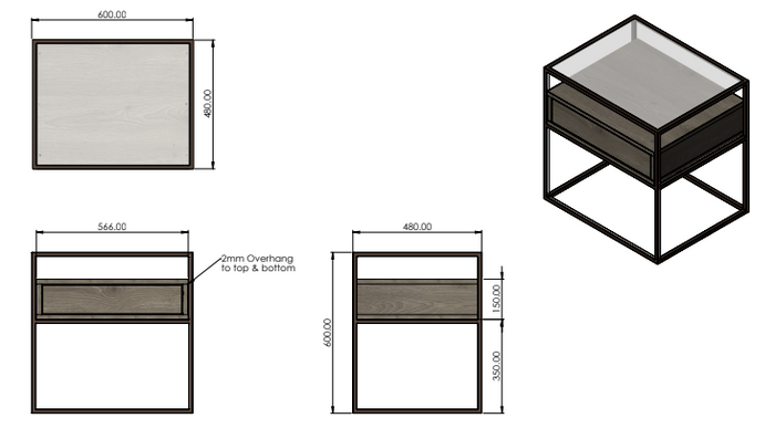 Berkley Bedside Table Drawers - Taupe