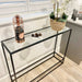 Glass Console Side End Table - Matte Black Minimalist Frame