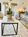 Marble Coffee Side End Table - White Quartz Matte Black Frame