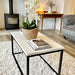 Marble Coffee Side End Table - White Quartz Matte Black Frame