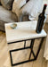 Marble Side Coffee Console End Table - White Quartz Matte Black Frame
