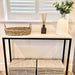 Marble Console Side End Table - White Quartz Matte Black Frame