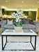 Marble Coffee Side End Table - White Quartz Matte Black Frame