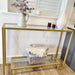 Gold Glass Console Side End Table