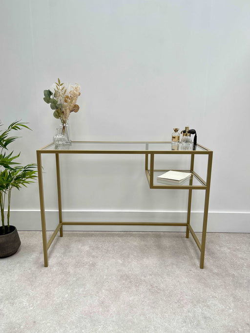 Glass Metal Dressing Table Gold