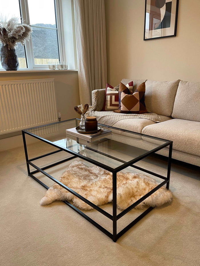 Glass Black Metal Coffee Table