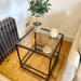 Glass Metal Side Table Dark Bronze