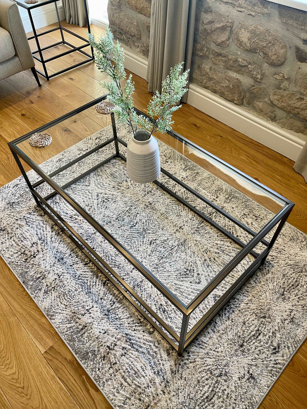 Dark Bronze Glass Metal Coffee Table UK — Rose And Walker