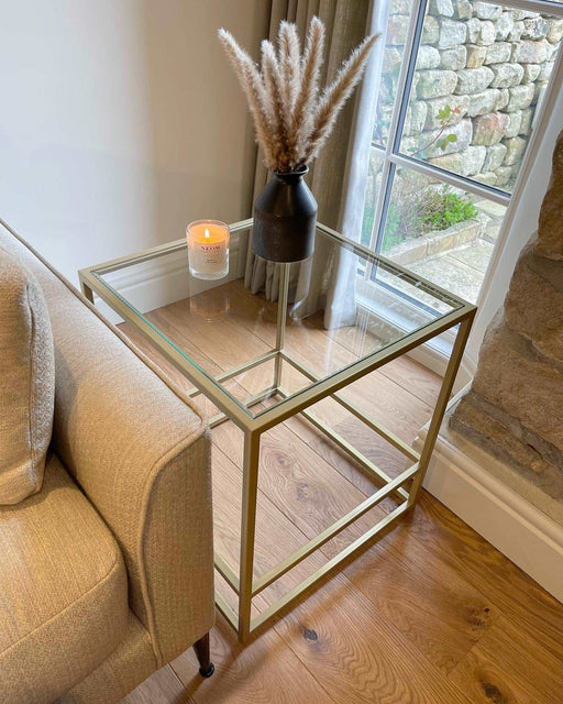 Glass Metal Side Coffee End Table