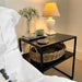 Matte Black Metal Bedside Table