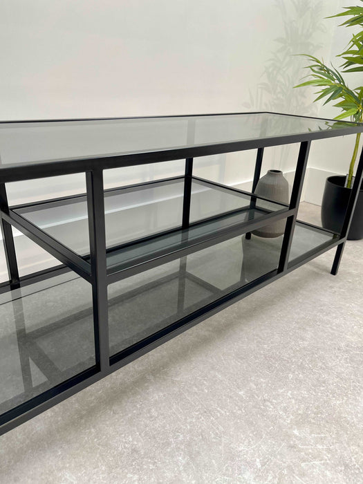 Glass Black Metal TV Media Unit