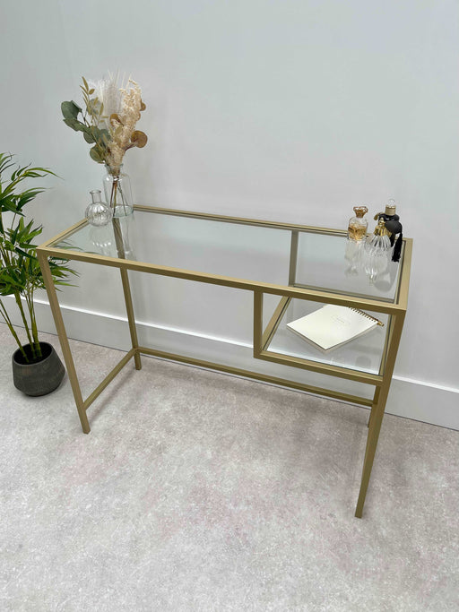 Glass Metal Dressing Table Gold