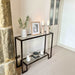 Glass Metal Console Table Dark Bronze