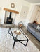 Glass and Black Metal Coffee Table