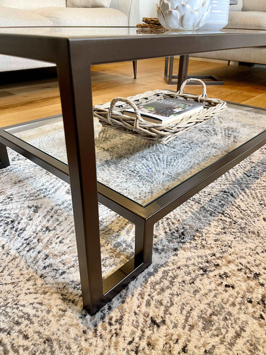 Glass Metal Coffee Table Dark Bronze