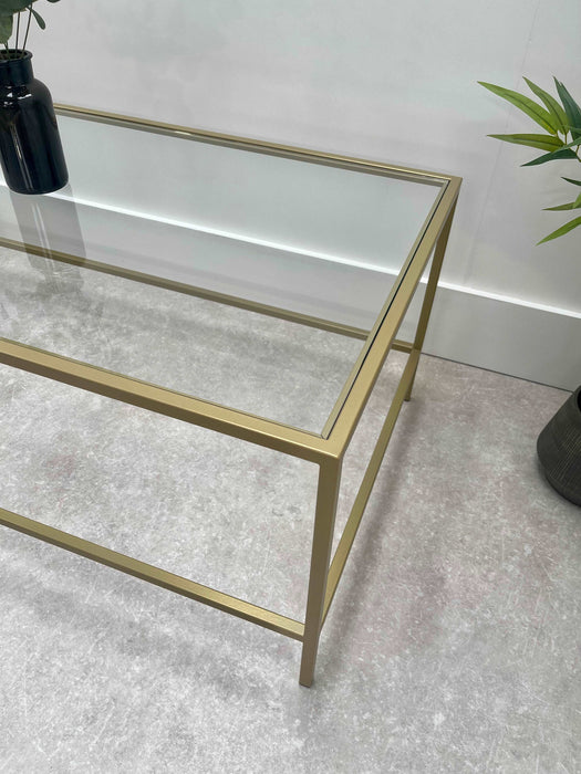 Gold Glass Metal Coffee Table