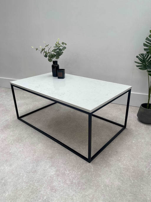 Marble Coffee Table Matte Black Frame