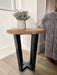 Landon Round Oak Metal Side Table