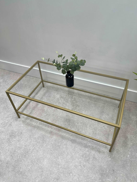 Gold Glass Metal Coffee Table