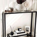 Glass Metal Console Table Matte Black Frame