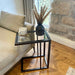 Glass Sofa Side End Table Dark Bronze