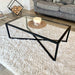 Glass and Black Metal Coffee Table