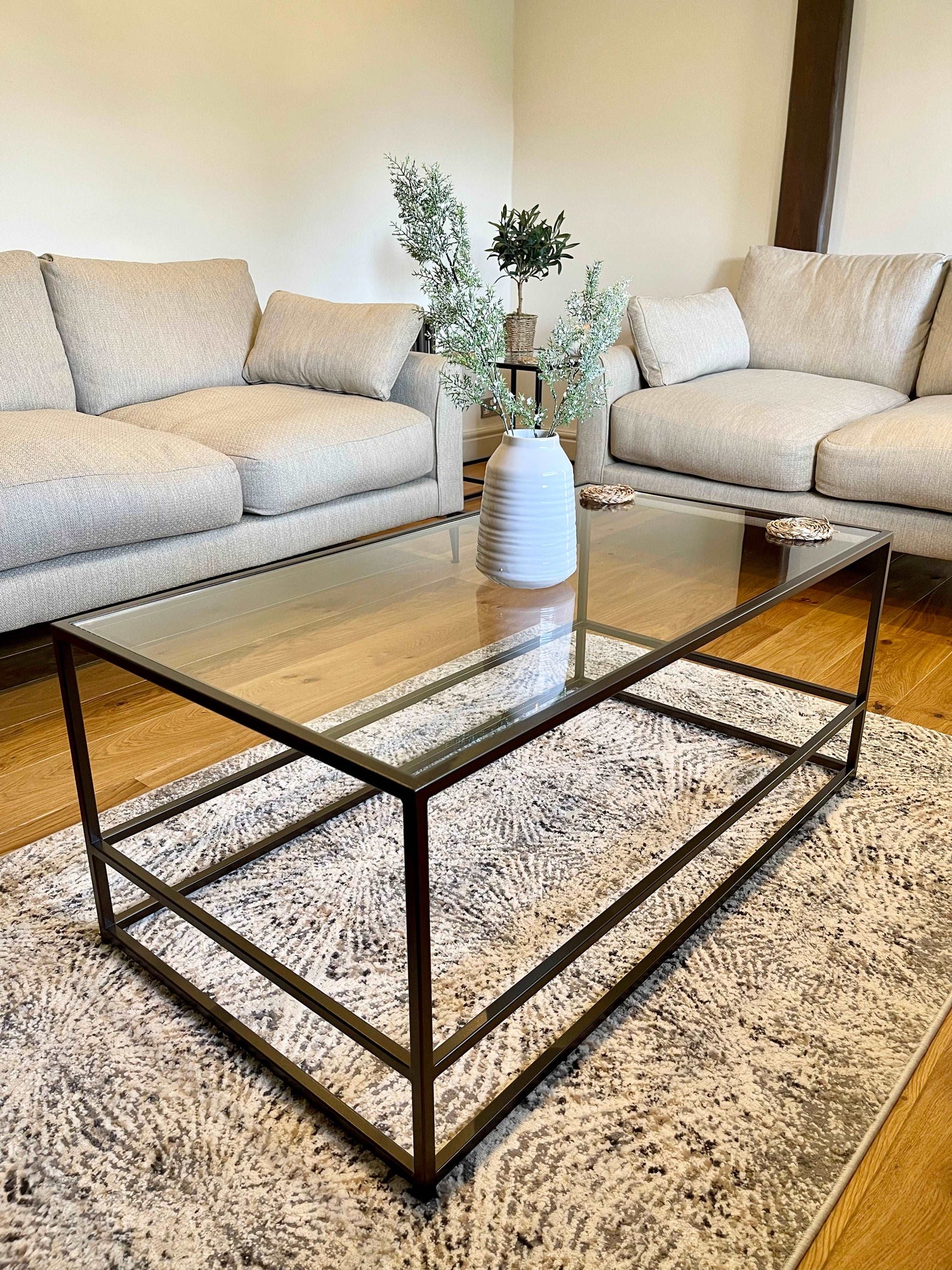 Aria Glass Metal Coffee Table Dark Bronze