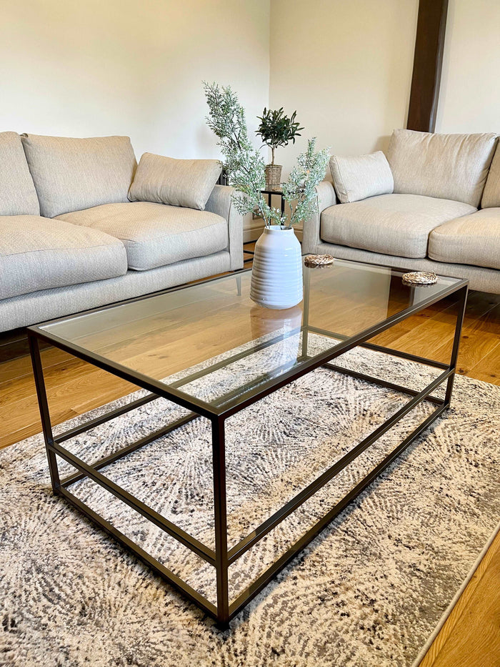 Glass Metal Coffee Table Dark Bronze