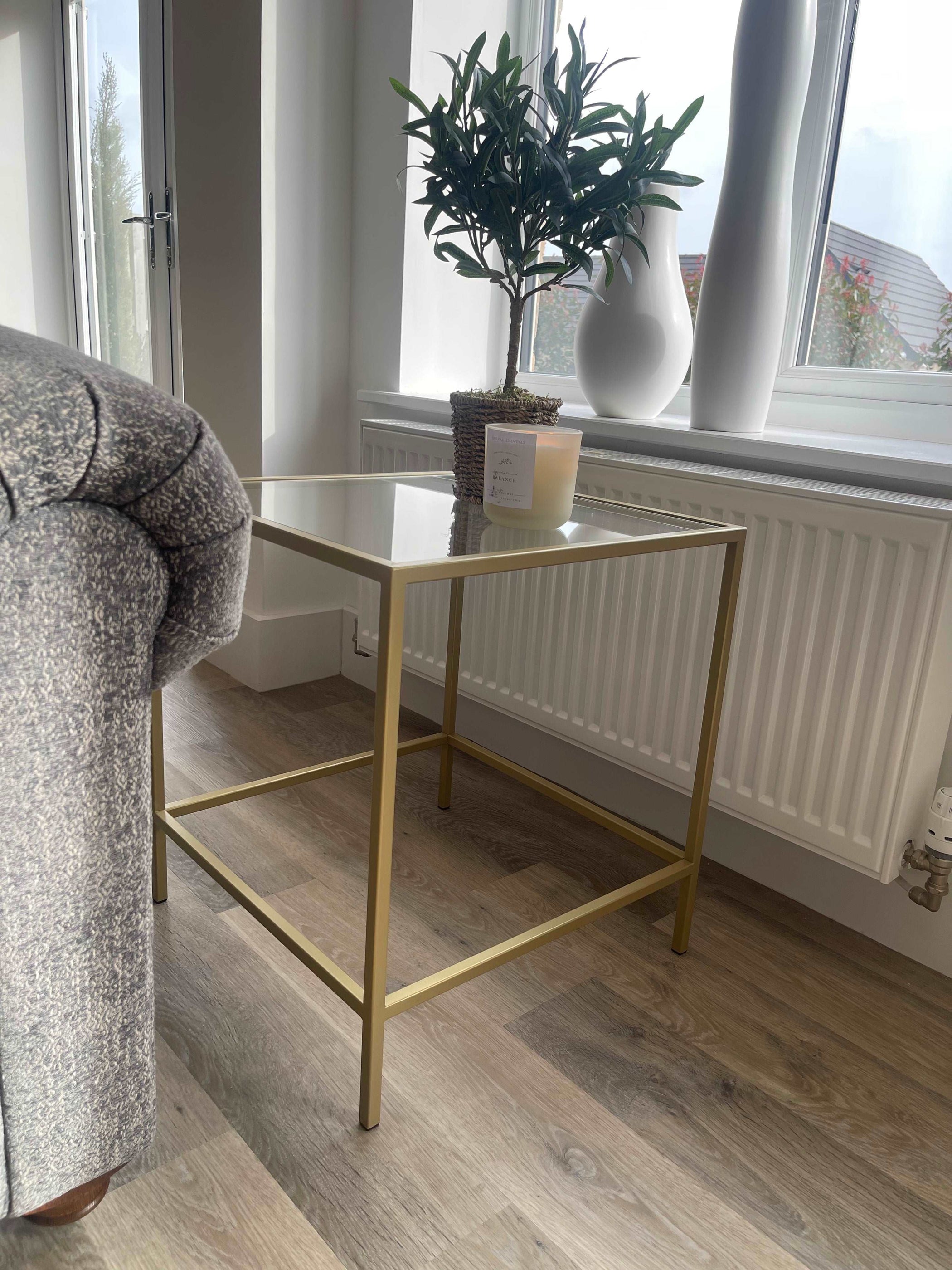 Gold Frame Glass Side Table UK — Rose And Walker