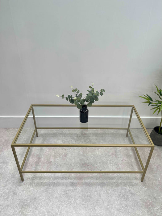 Gold Glass Metal Coffee Table