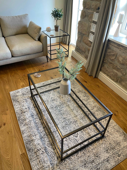 Glass Metal Coffee Table Dark Bronze